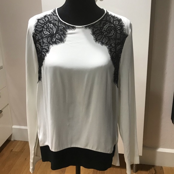 Zara Color Block  Lace Insert Blouse - Picture 4 of 7
